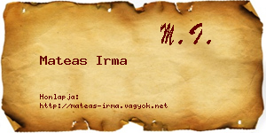 Mateas Irma névjegykártya